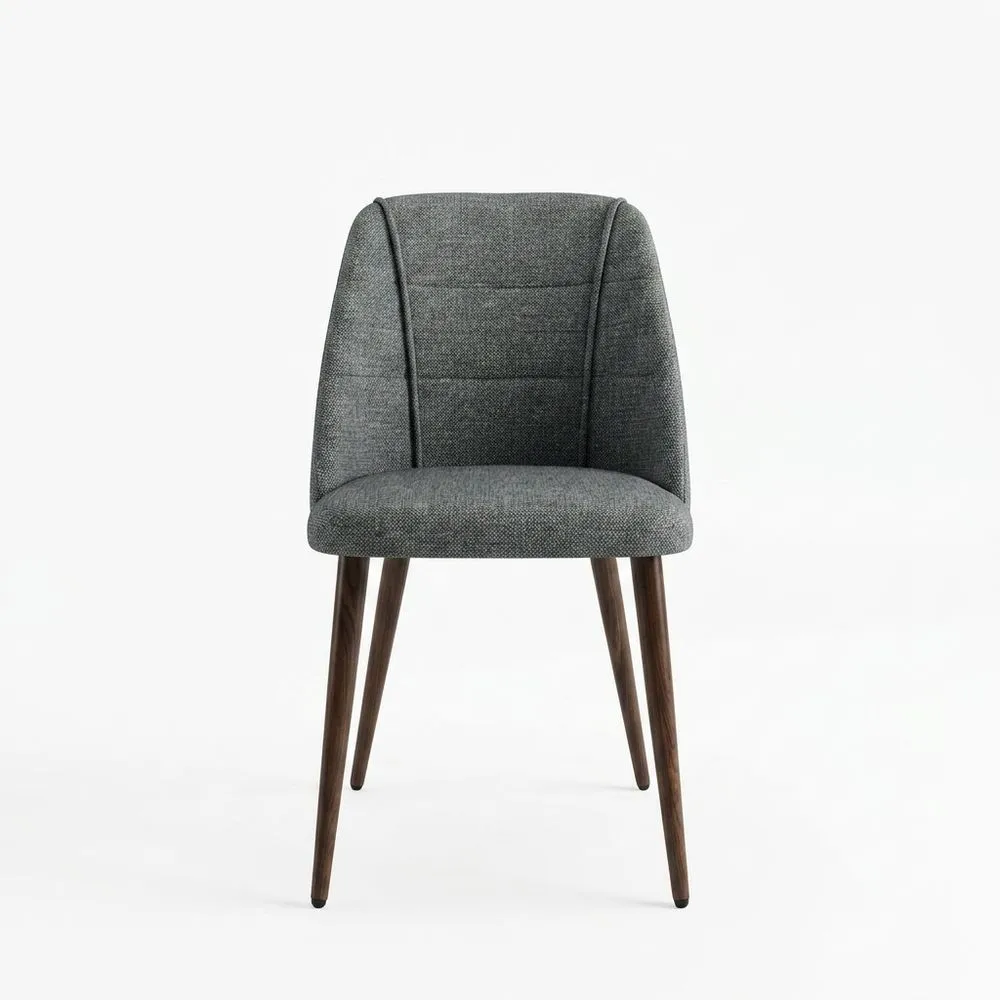 Dunkelgrauer Leinen-Walnuss-Stuhl
