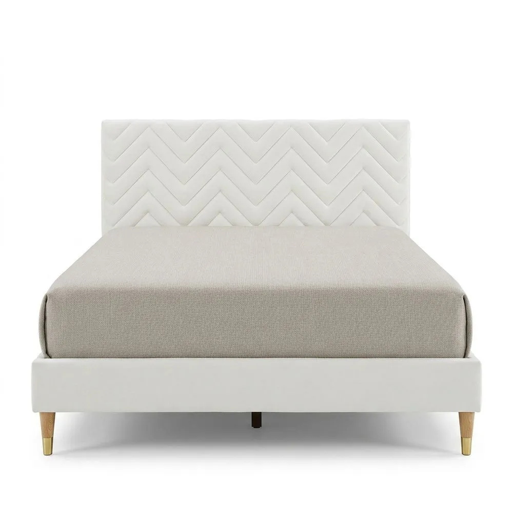 Bett aus weißem Massivholz und Polyester