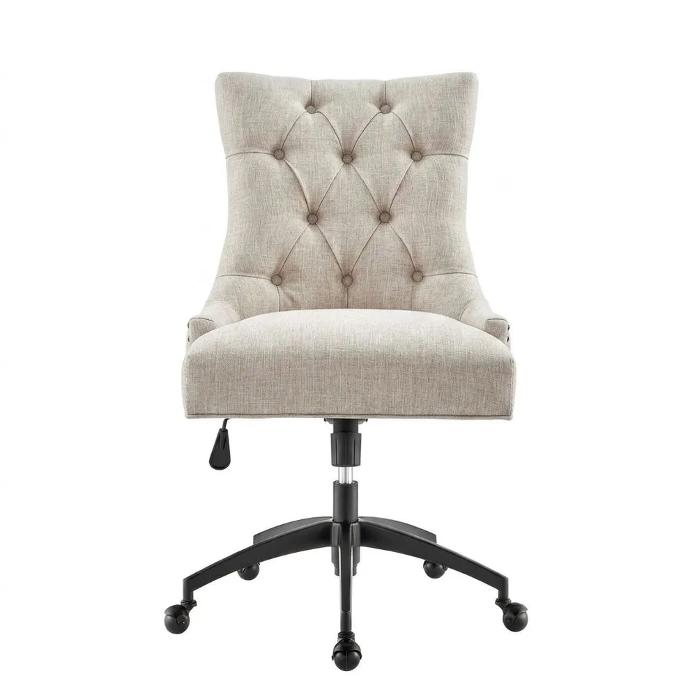 Bürostuhl Polyester Beige Höhenverstellbar Drehbar