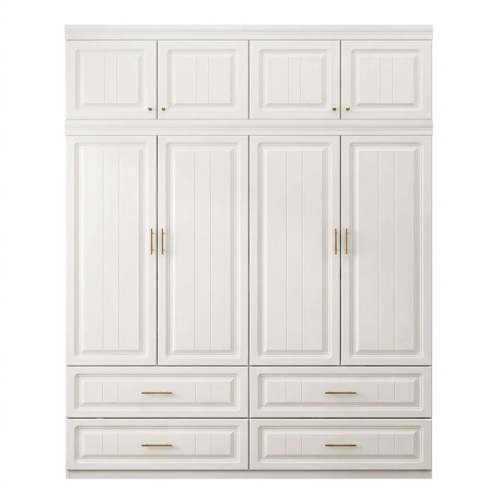 Weißer Kleiderschrank aus MDF mit Schubladen