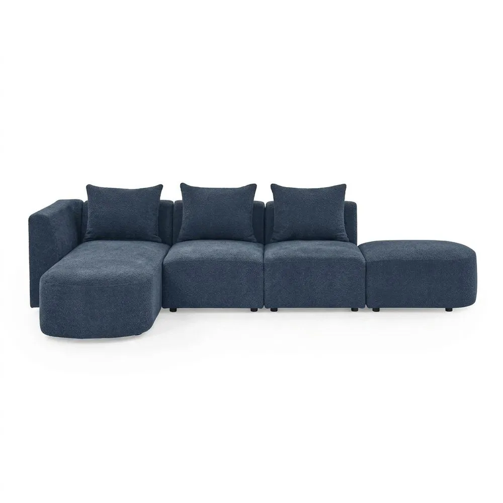 Modulares Ecksofa Polyester Blau mit Kissen