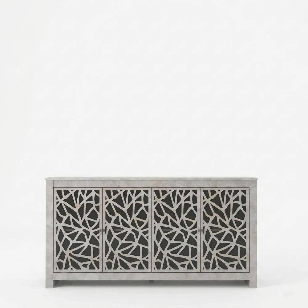 Seitenschrank aus weißem MDF und pulverbeschichtetem Stahl