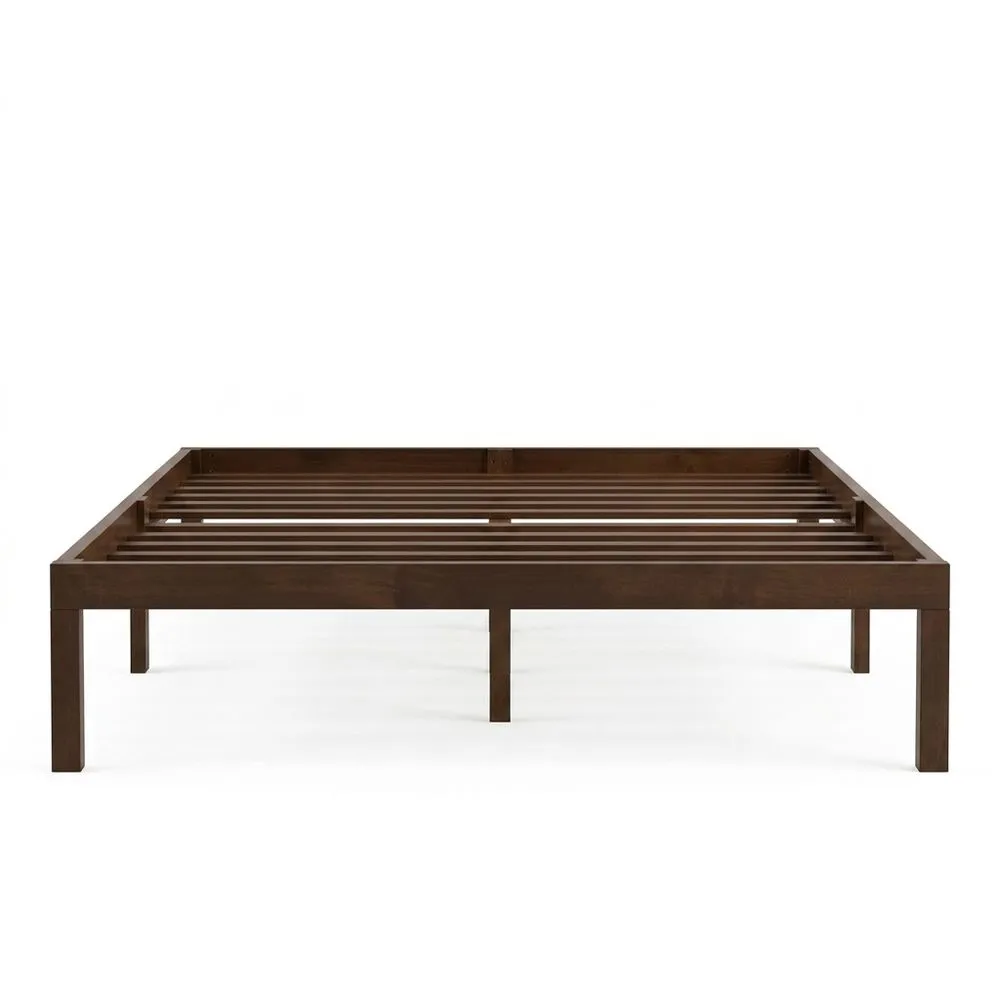 Dunkelbraunes Bettgestell aus Massivholz