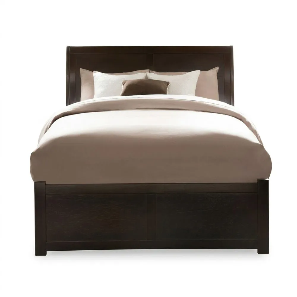 Dunkelbraunes Bettgestell aus Massivholz