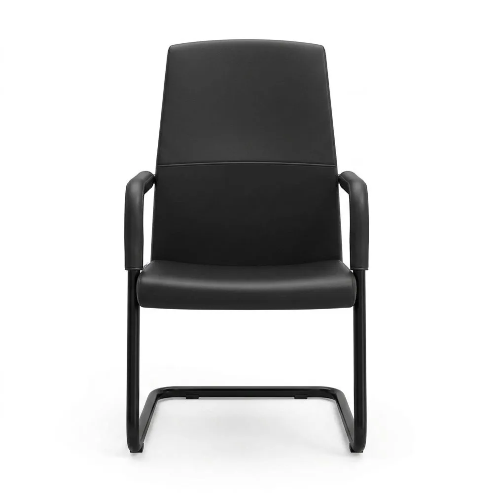 Bürostuhl mit Stahlrahmen und schwarzem PU-Leder