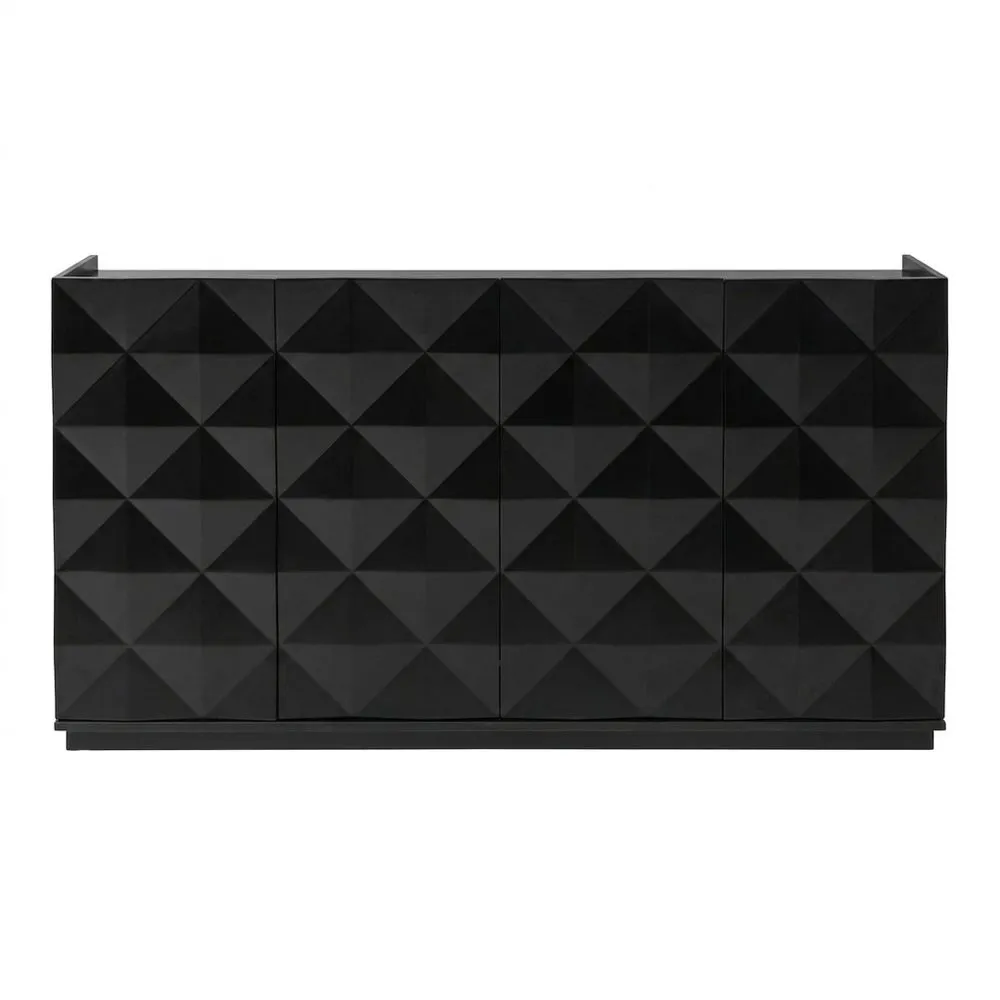 Schwarzes MDF-Sideboard mit geometrischem Muster