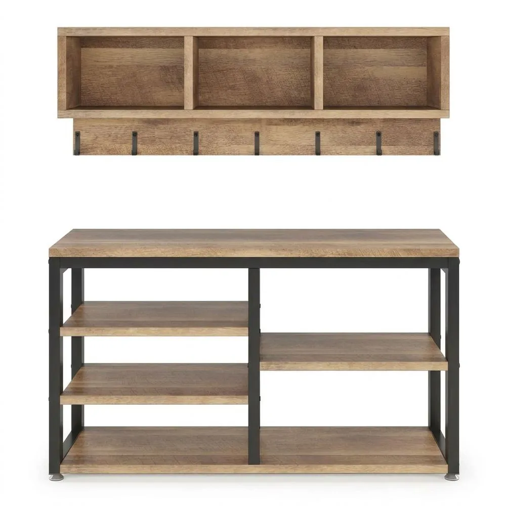 Kleiderständer-Set in Braun/Schwarz