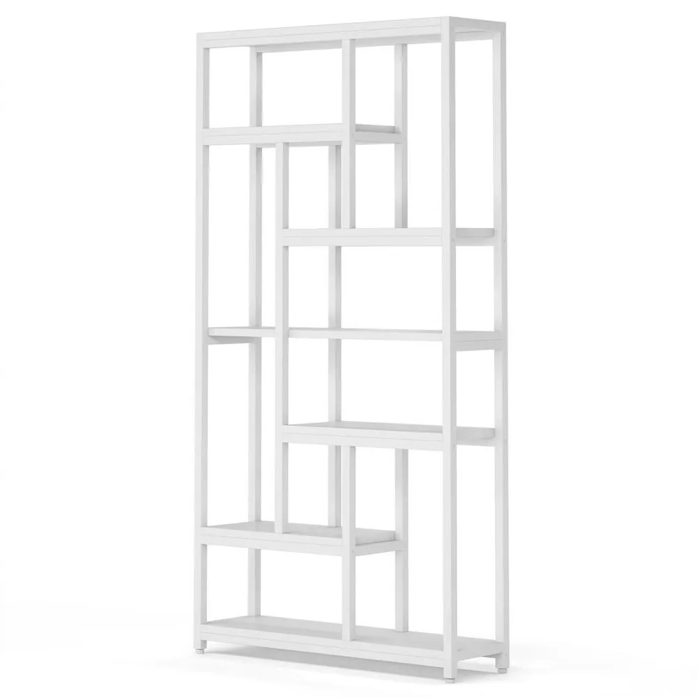 5-stufiges weißes MDF-Bücherregal