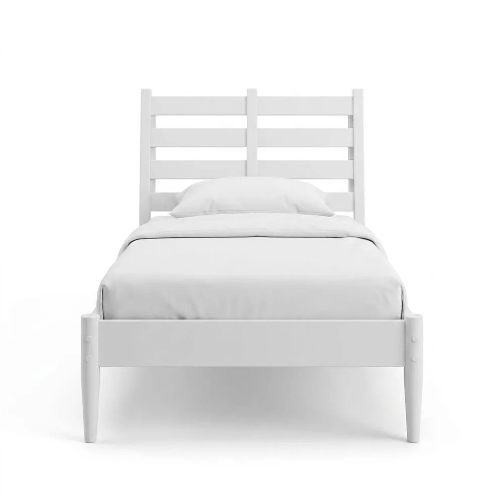 Weißes Massivholz-Einzelbett