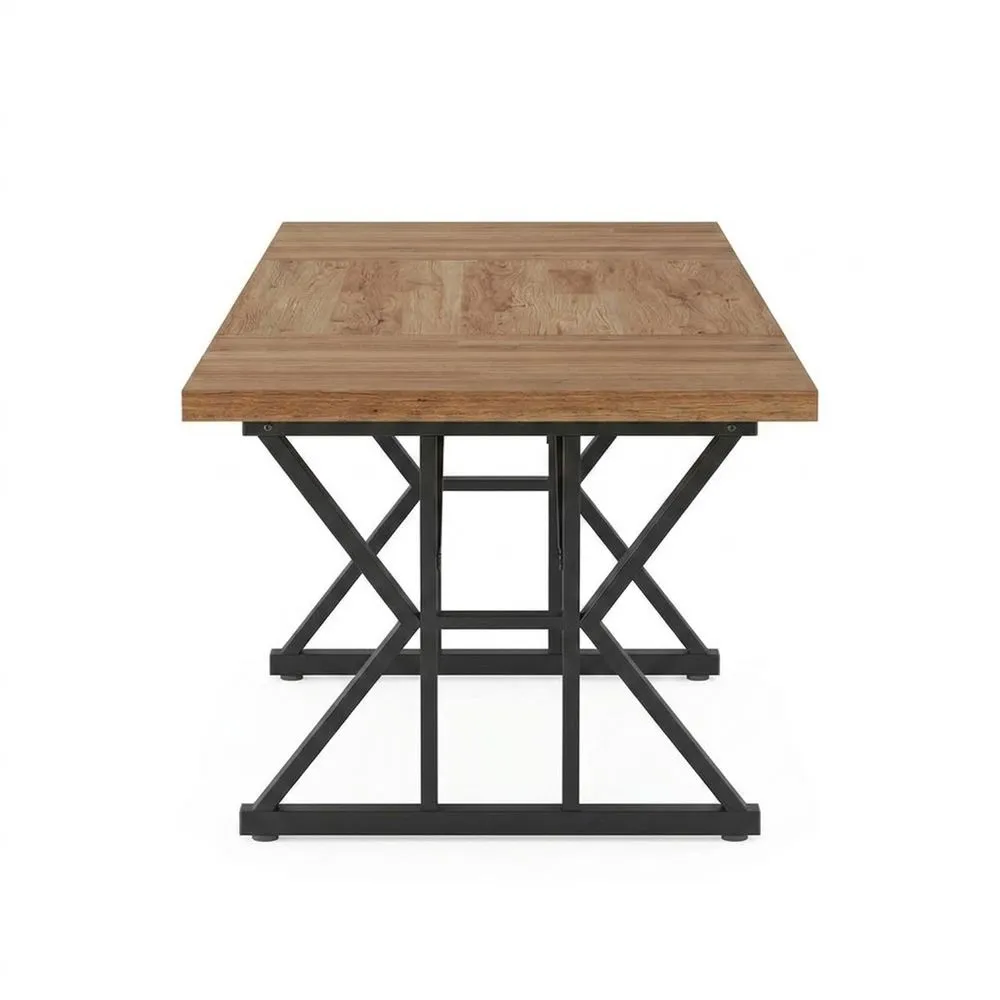 Quadratischer Esstisch mit Gestell aus Eiche und Stahl