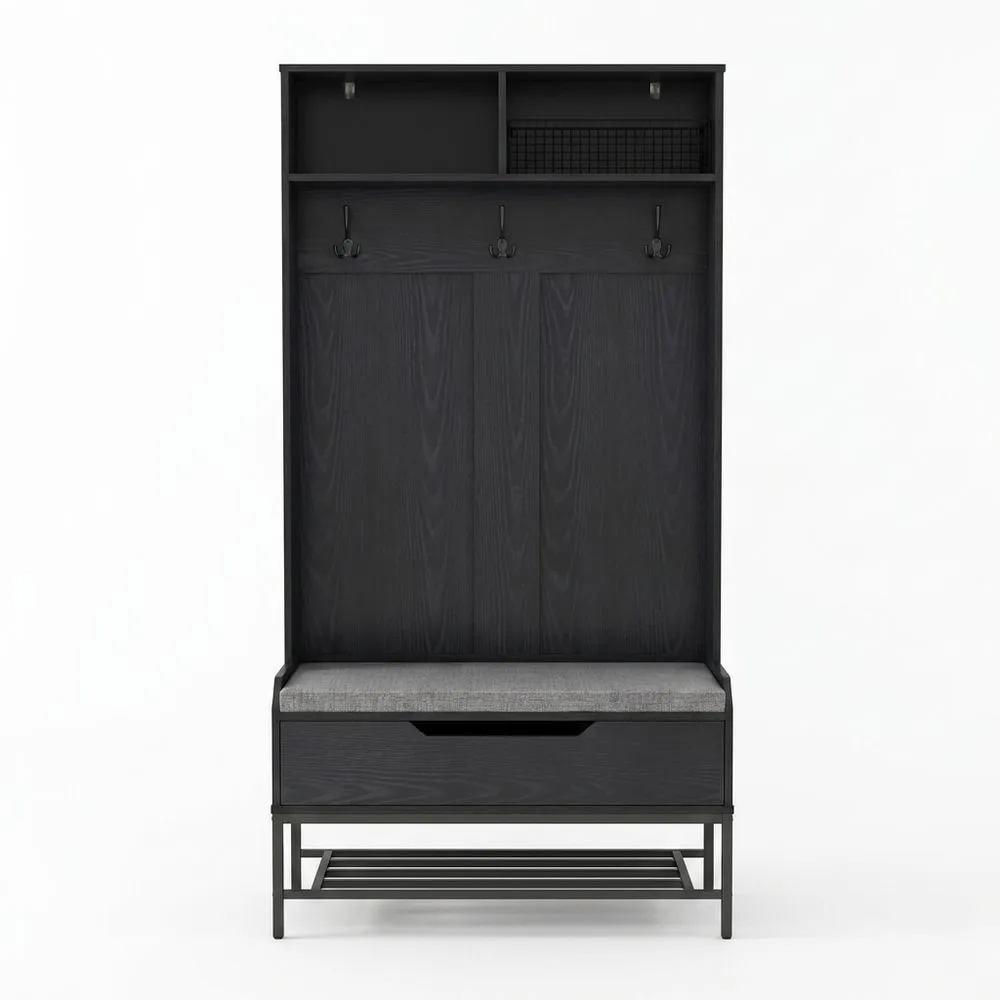 Garderobenständer aus grauer Eiche mit Kissen