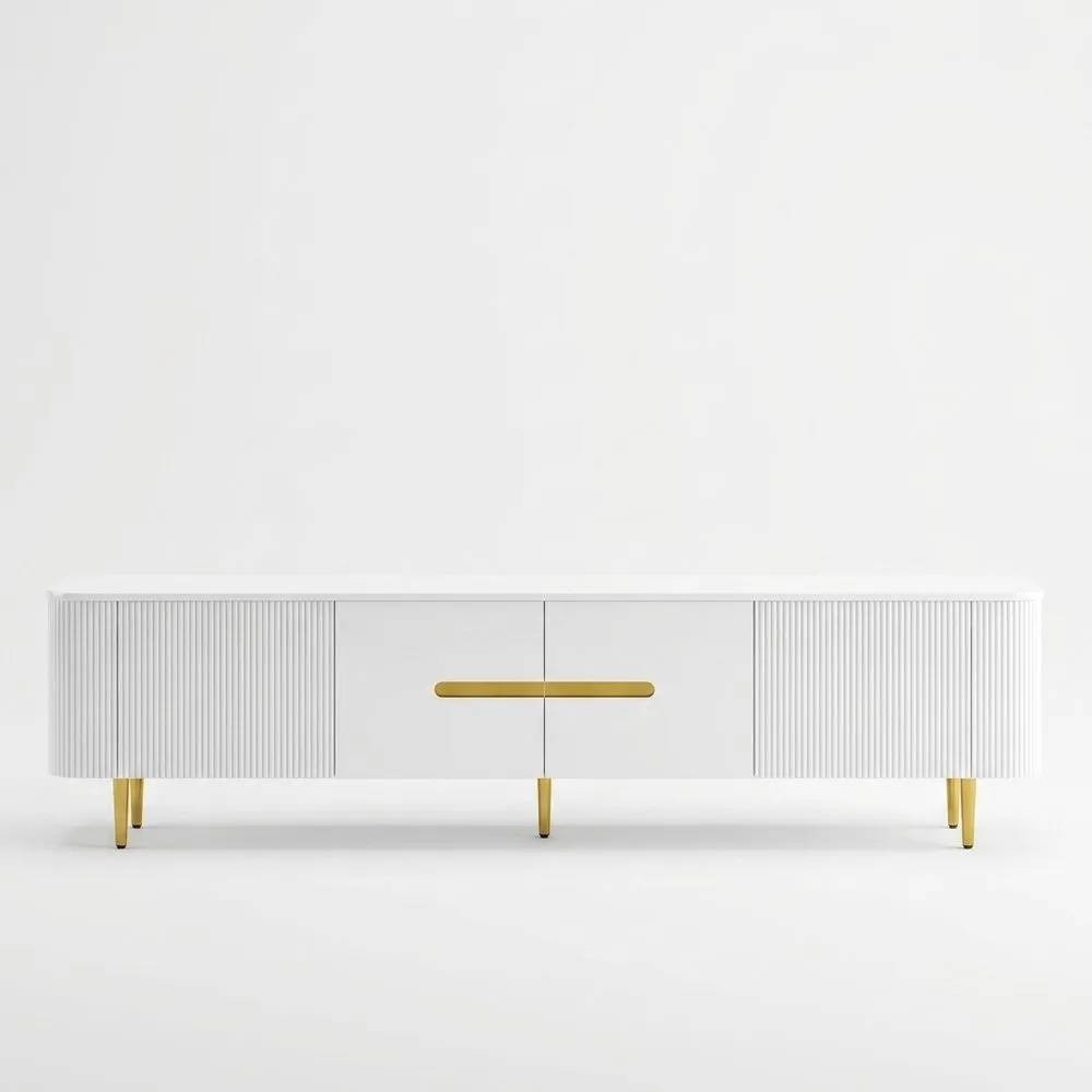 Weißer TV-Schrank aus MDF mit Stahlbeinen