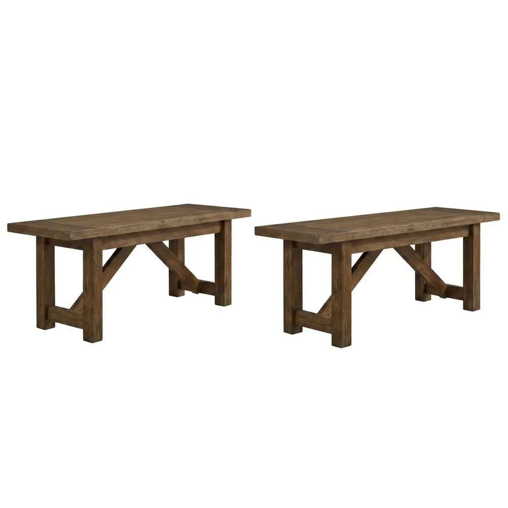 Rechteckige Bankgarnitur aus brauner Eiche