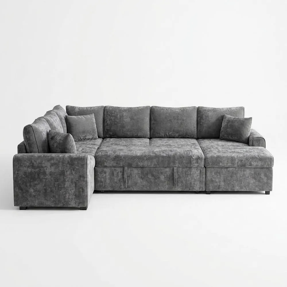 Ecksofa mit Mikrofaserbezug Grau 300x200 cm
