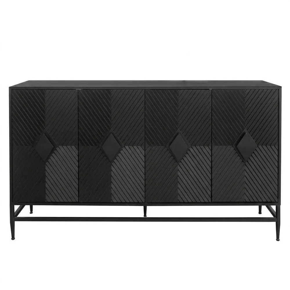 Schrank aus schwarzer MDF- und Stahlkombination