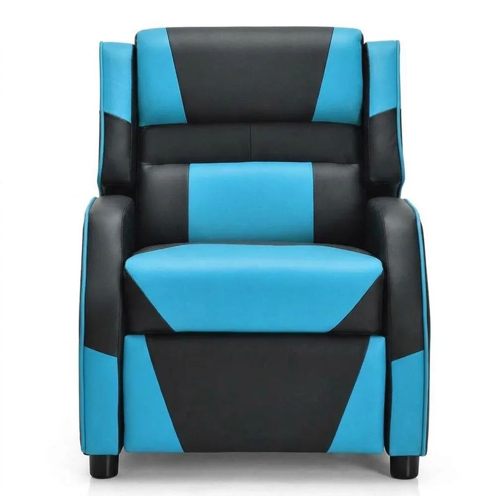 Schwarzer/blauer verstellbarer Sofasessel aus PU-Leder