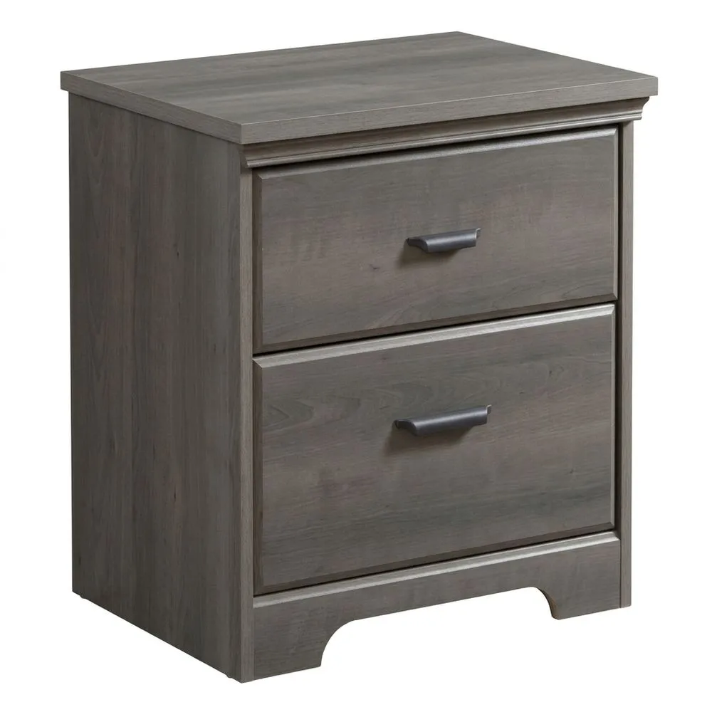 Nachttisch mit zwei Schubladen, Eichengrau