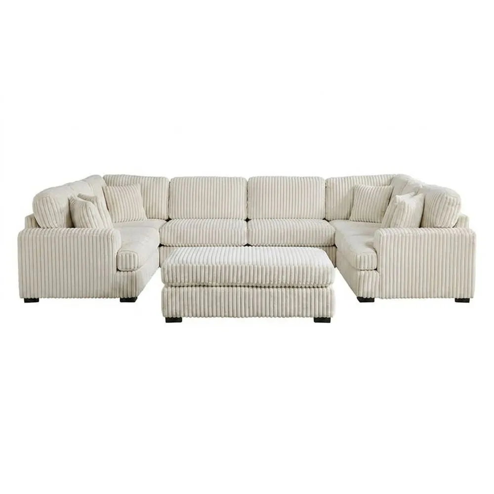 Ecksofa Set Cordstoff Beige L300xB200xH90cm