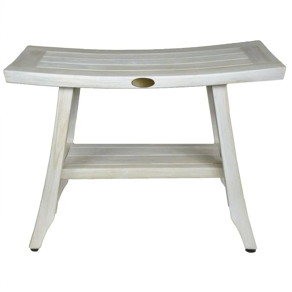 Teakholz Badezimmerhocker Weiß 40x30x45cm