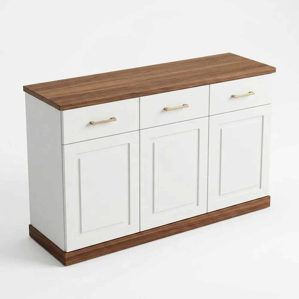Kombinationsschrank aus weißem und walnussfarbenem MDF