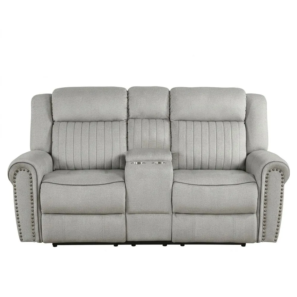 2-Sitzer Relaxsofa mit Polyestergewebe, Grau, mit Getränkehalter