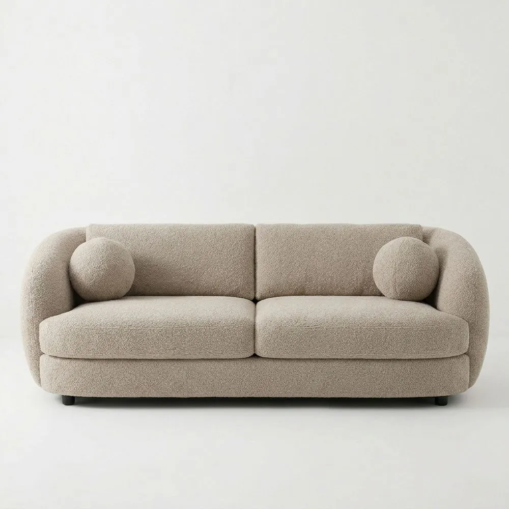 2-Sitzer Sofa Bouclé Stoff Beige 200 cm