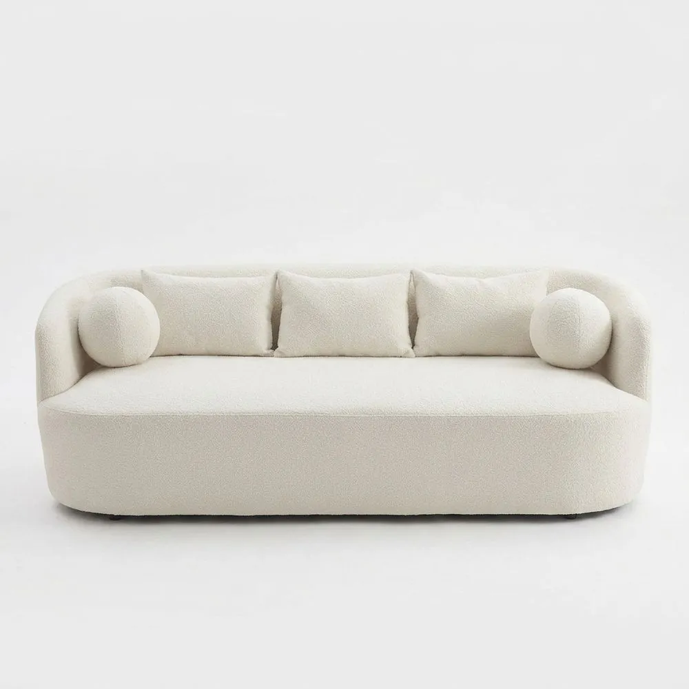 Cremefarbener Sofa Bouclé Stoff 3-Sitzer