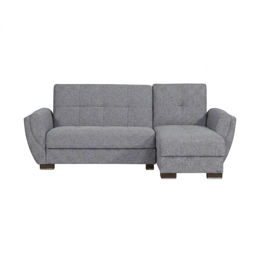 Ecksofa aus grauem Polyestergewebe