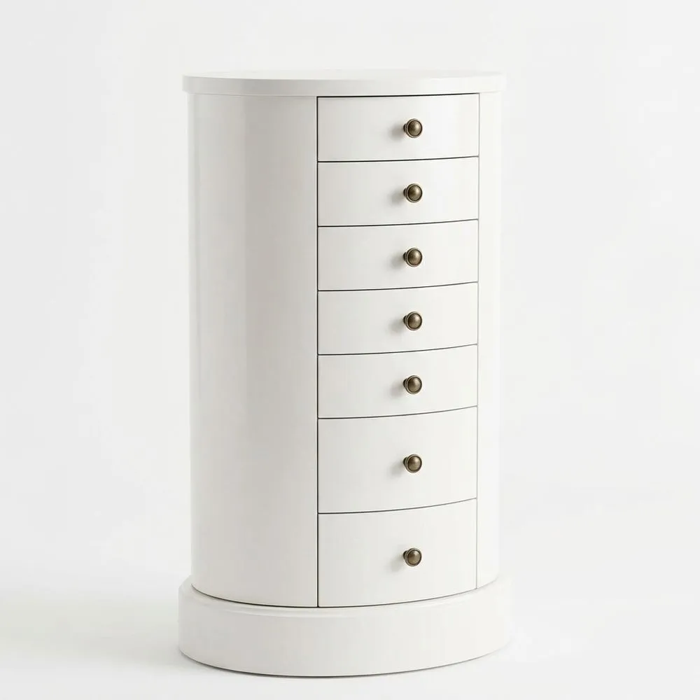 Runde weiße MDF-Schublade mit 7 Schubladen