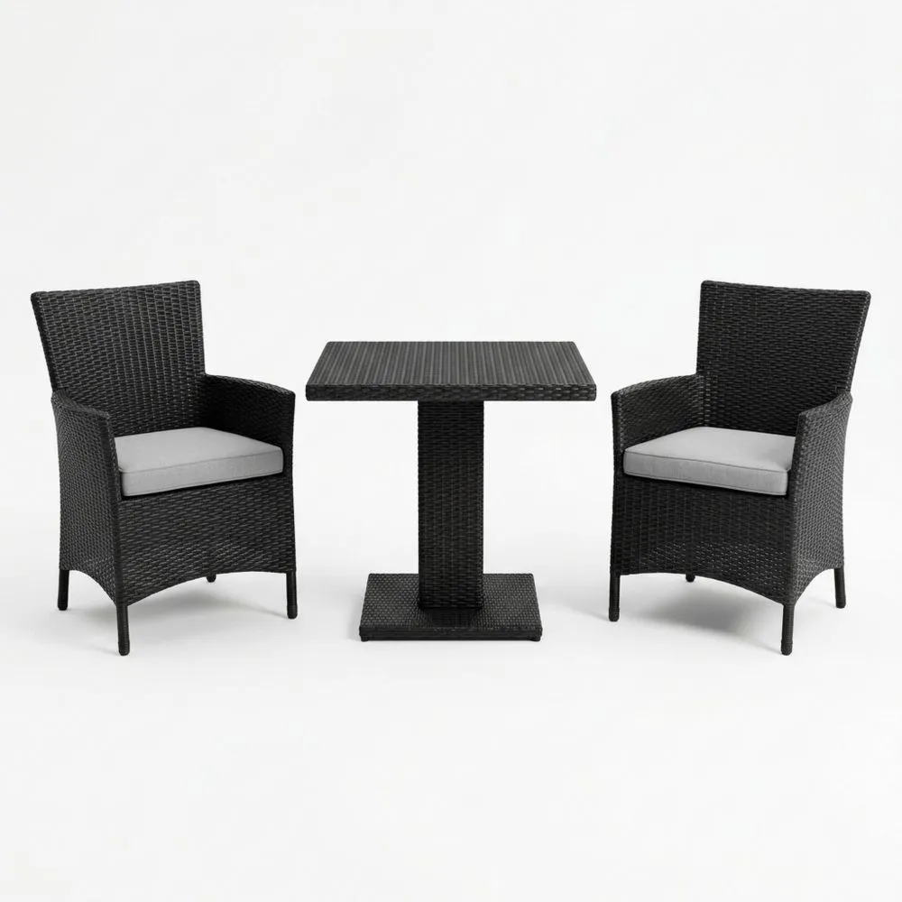 Gartenmöbel-Set aus Kunststoffgeflecht Schwarz mit Kissen-Lofthavench