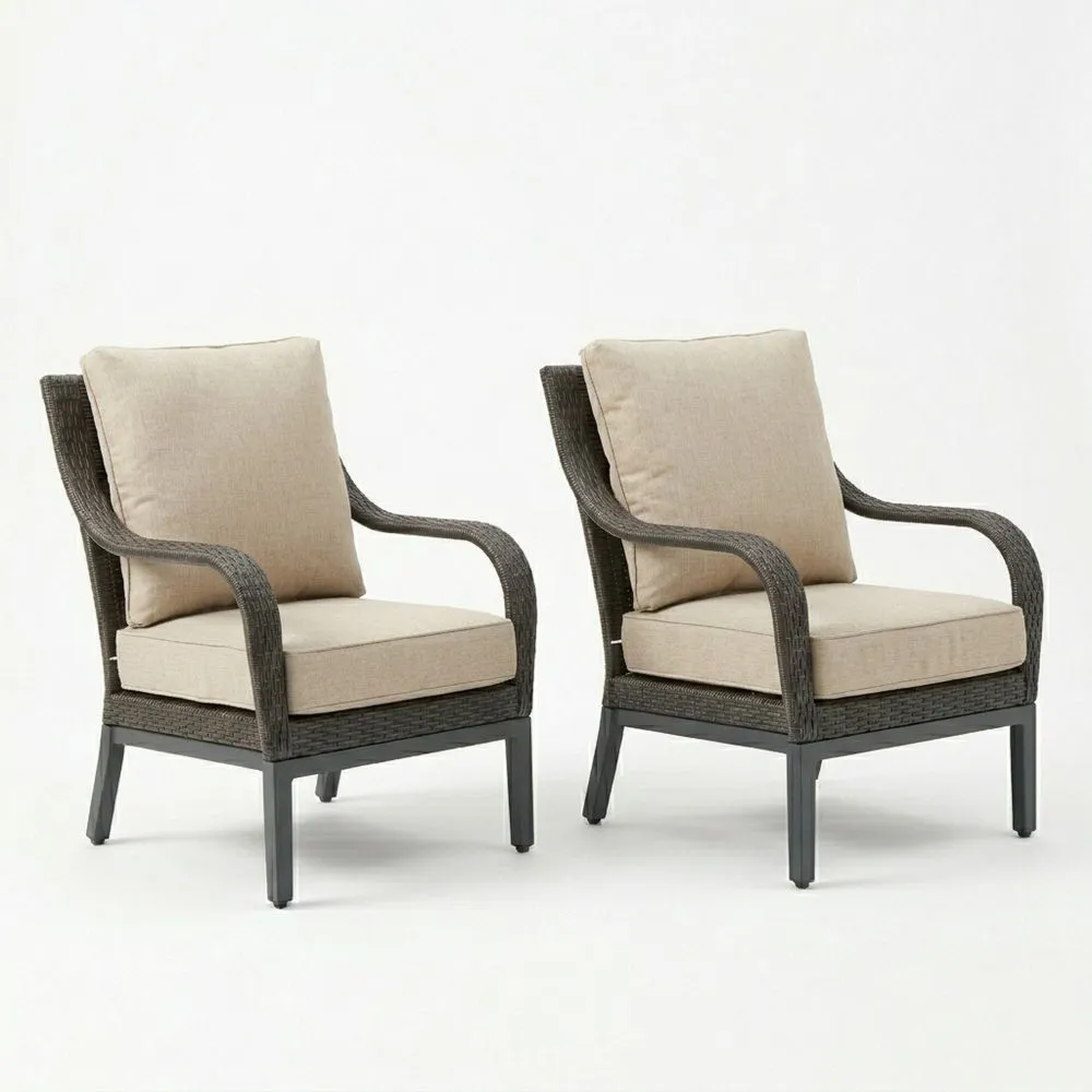 2er-Set Stühle aus Aluminium und Polyrattan Dunkelgrau/Beige-Lofthavench