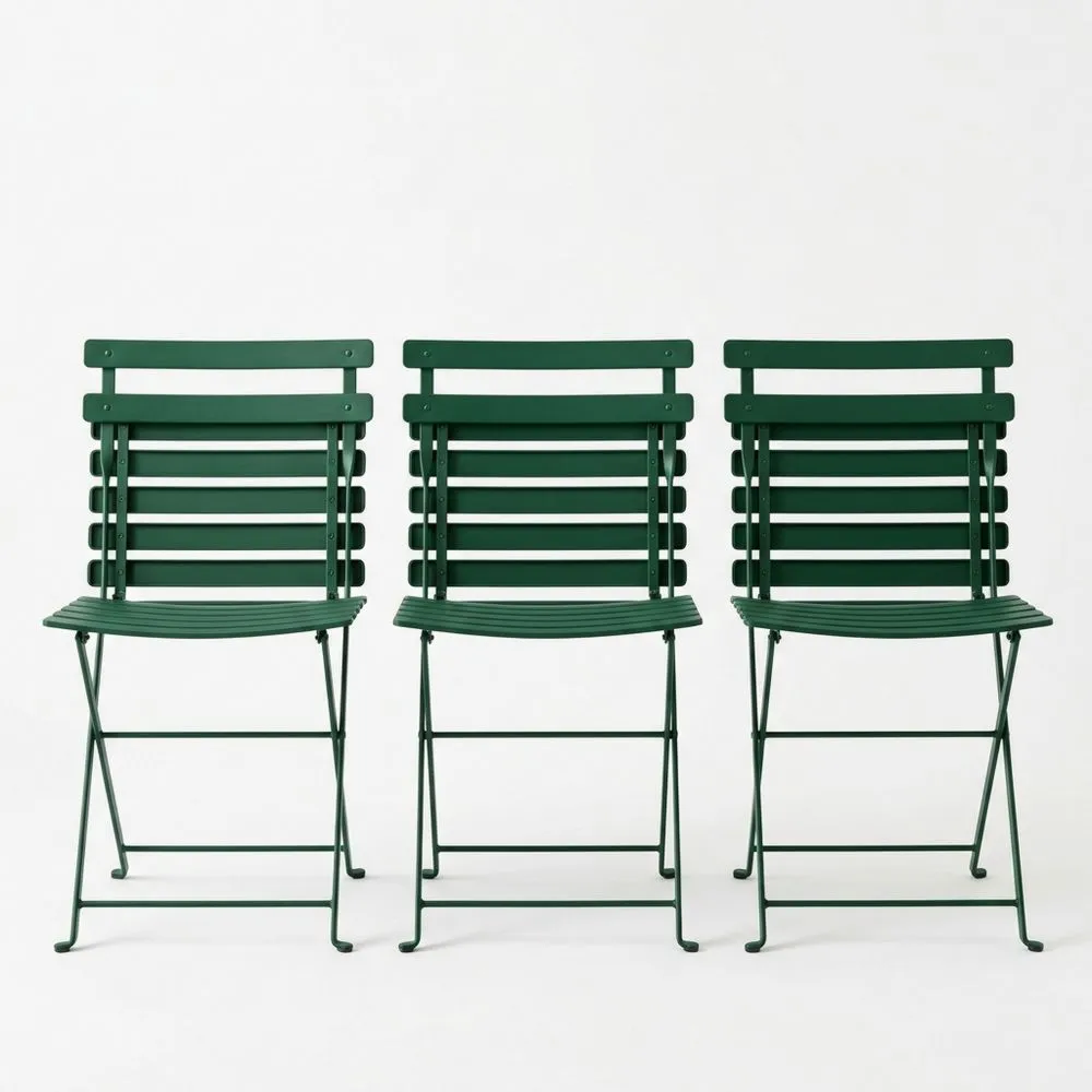 Metall (Pulverbeschichteter Stahl) Klappstuhl Set 3-teilig Grün-Lofthavench