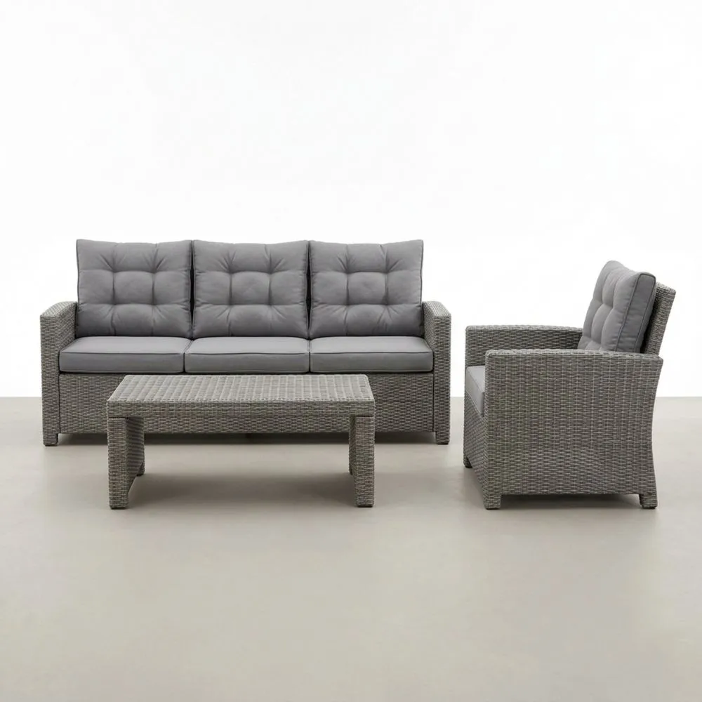 Outdoor Gartenmöbel Set Geflecht Sofa Sessel Tisch Grau mit Kissen-Lofthavench
