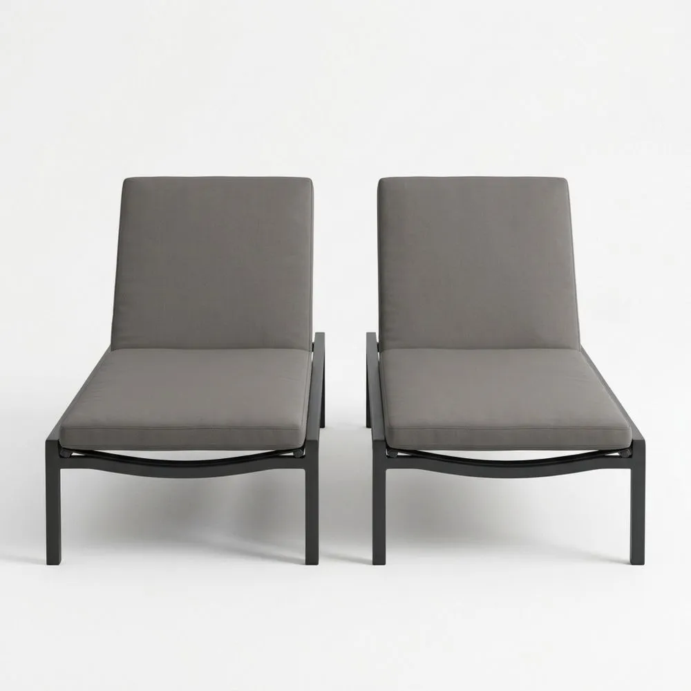 Outdoor-Sonnenliegen Set aus Aluminium mit Polyester Kissen Grau-Lofthavench