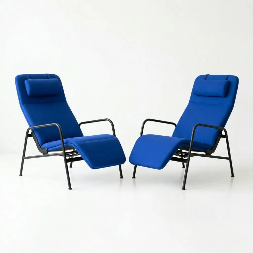 2er-Set blaue Relaxliegen aus Stahl und Polyester-Lofthavench