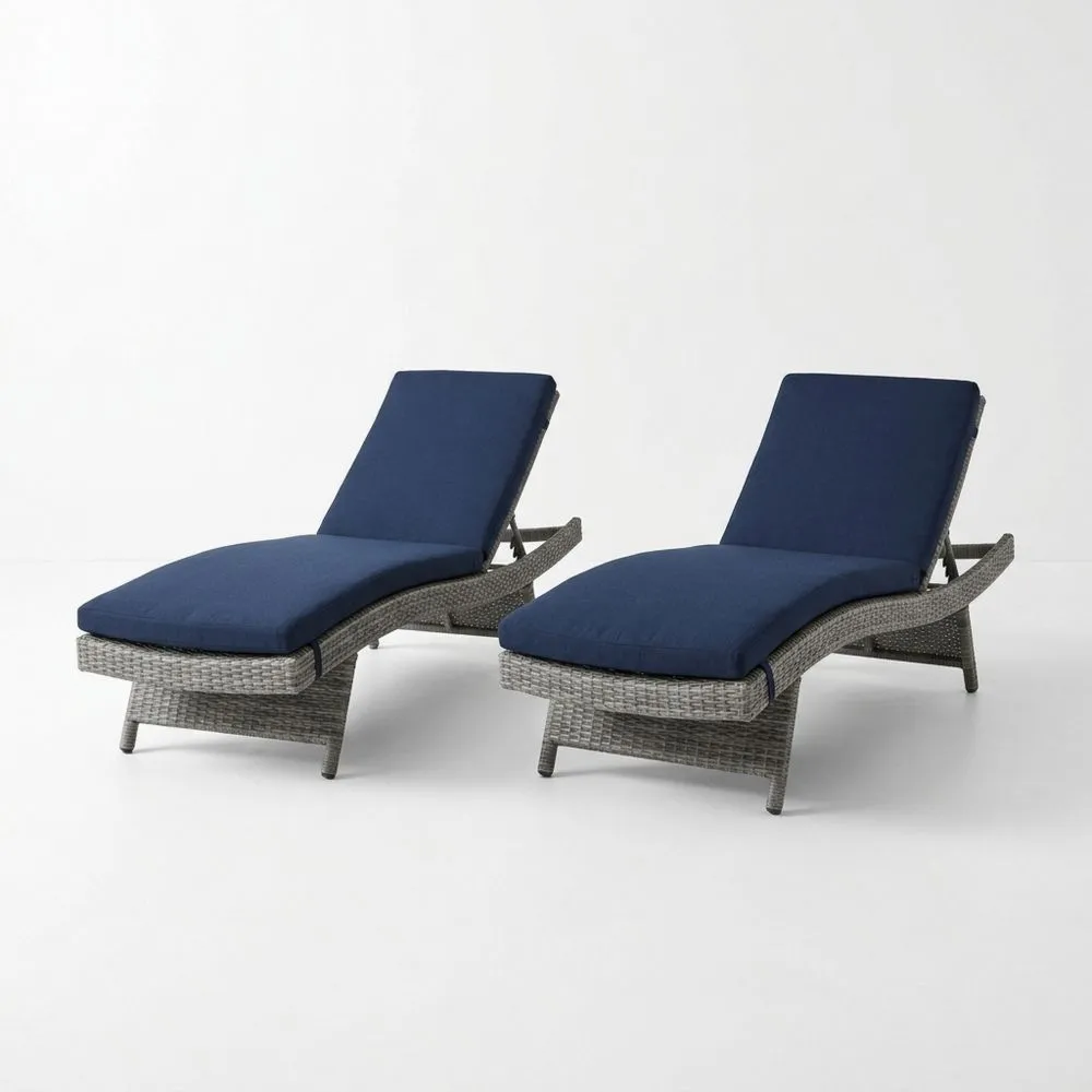 Verstellbare Gartenliegen 2er-Set Aluminium Polyrattan Blau-Lofthavench