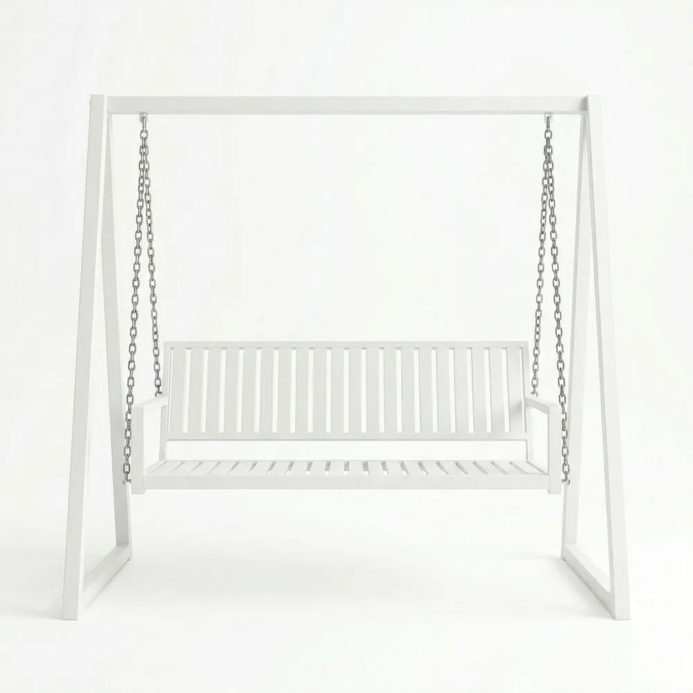 Altalena da giardino in acciaio bianco 150 × 60 × 180 cm