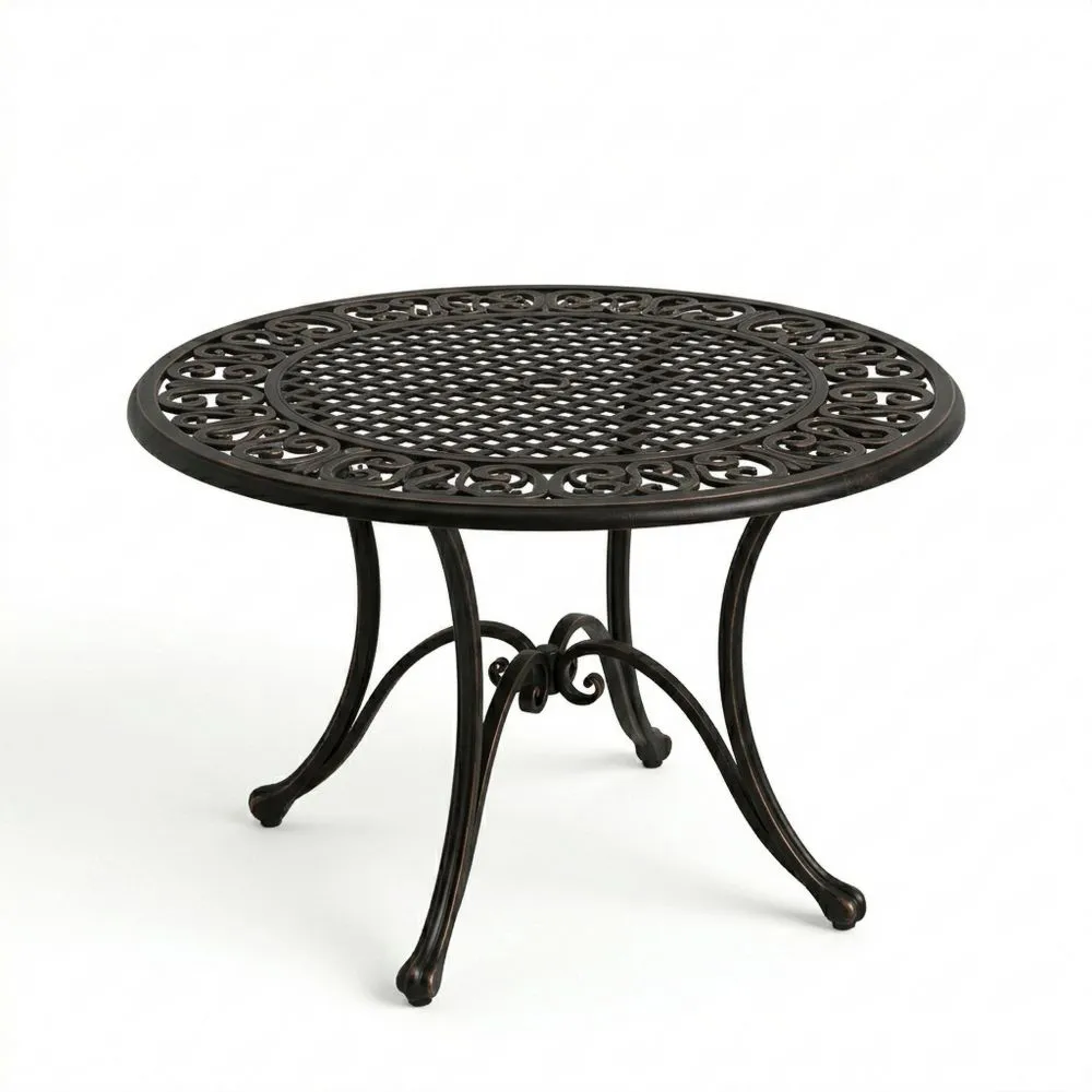 Tavolo da pranzo rotondo da esterno in ferro nero, diametro Ø100 cm