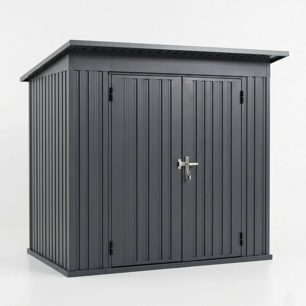 Capanno da Giardino in Acciaio Grigio Antracite con Tetto Inclinato