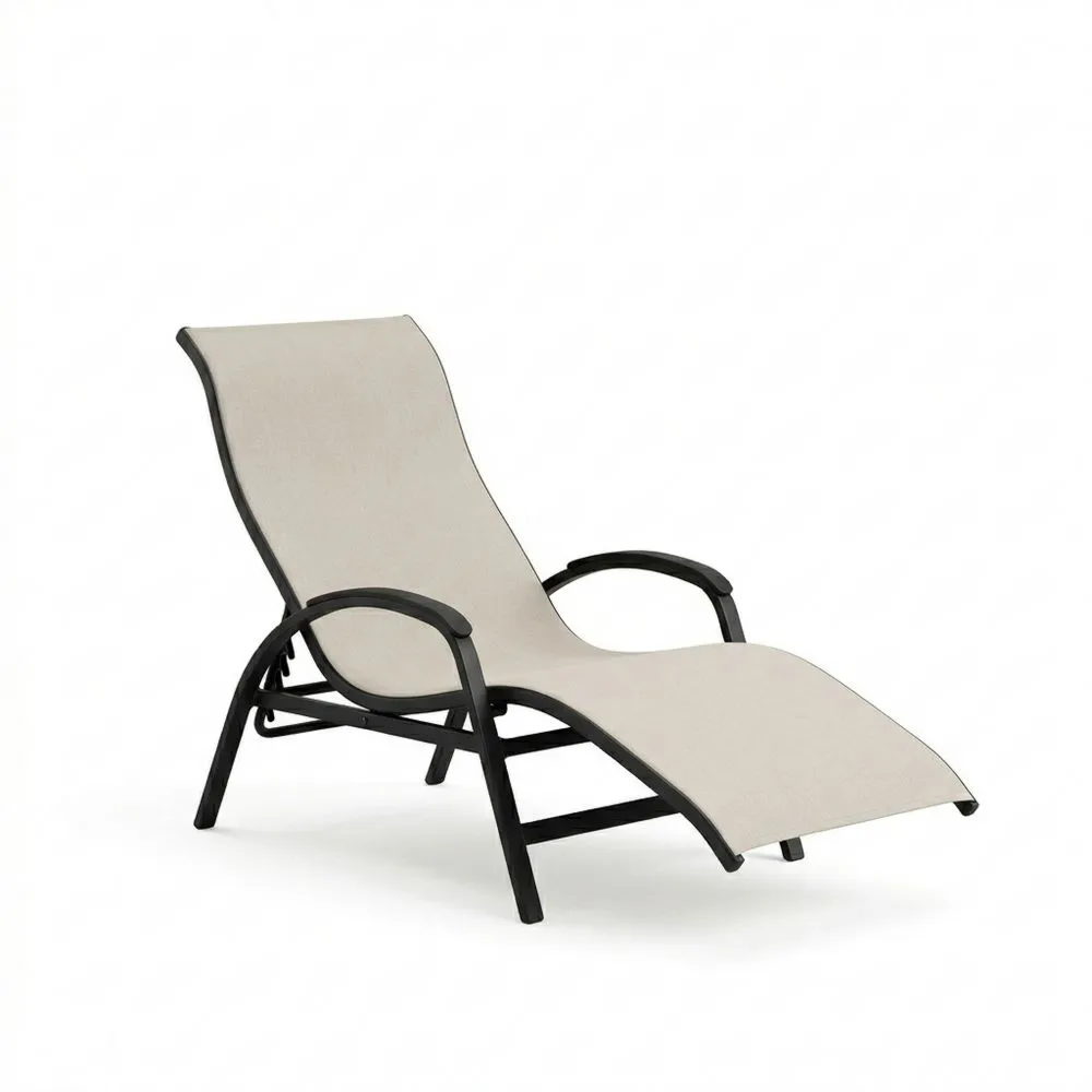 Sdraio in acciaio e tessuto beige