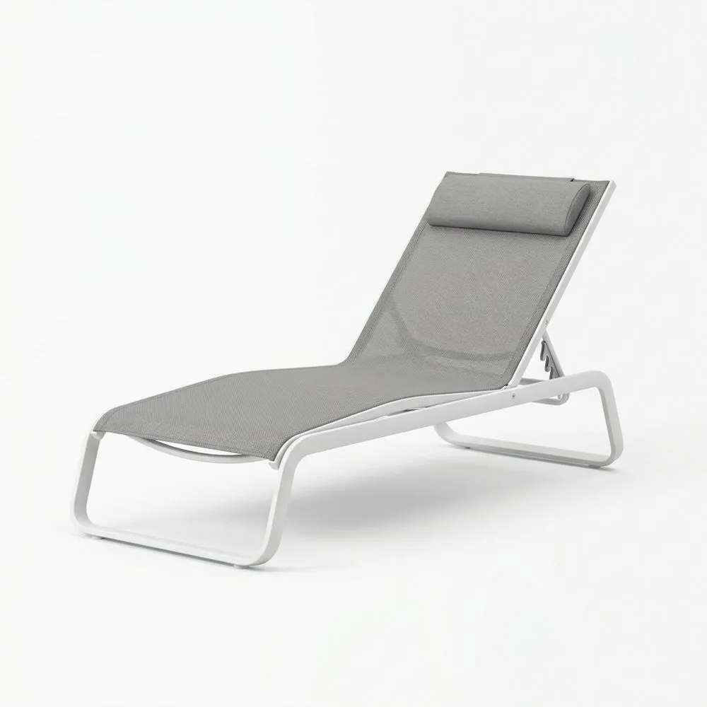 Lettino prendisole in alluminio e poliestere grigio