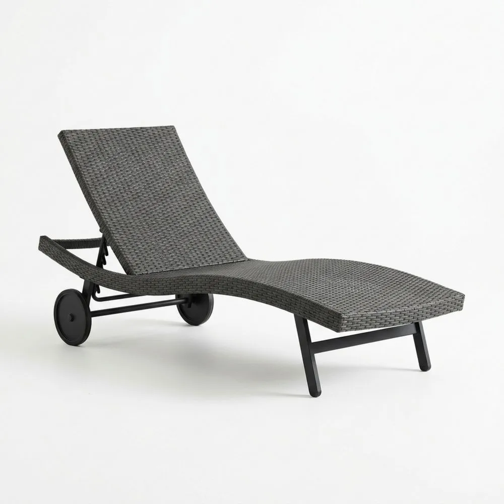 Sdraio Prendisole in Rattan Sintetico Grigio Antracite con Acciaio