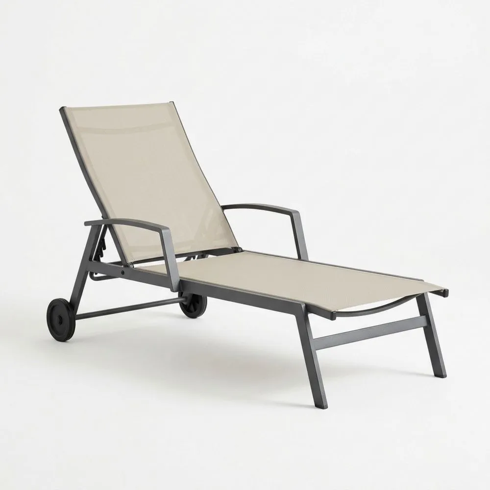 Sdraio in Alluminio e Textilene Regolabile con Ruote