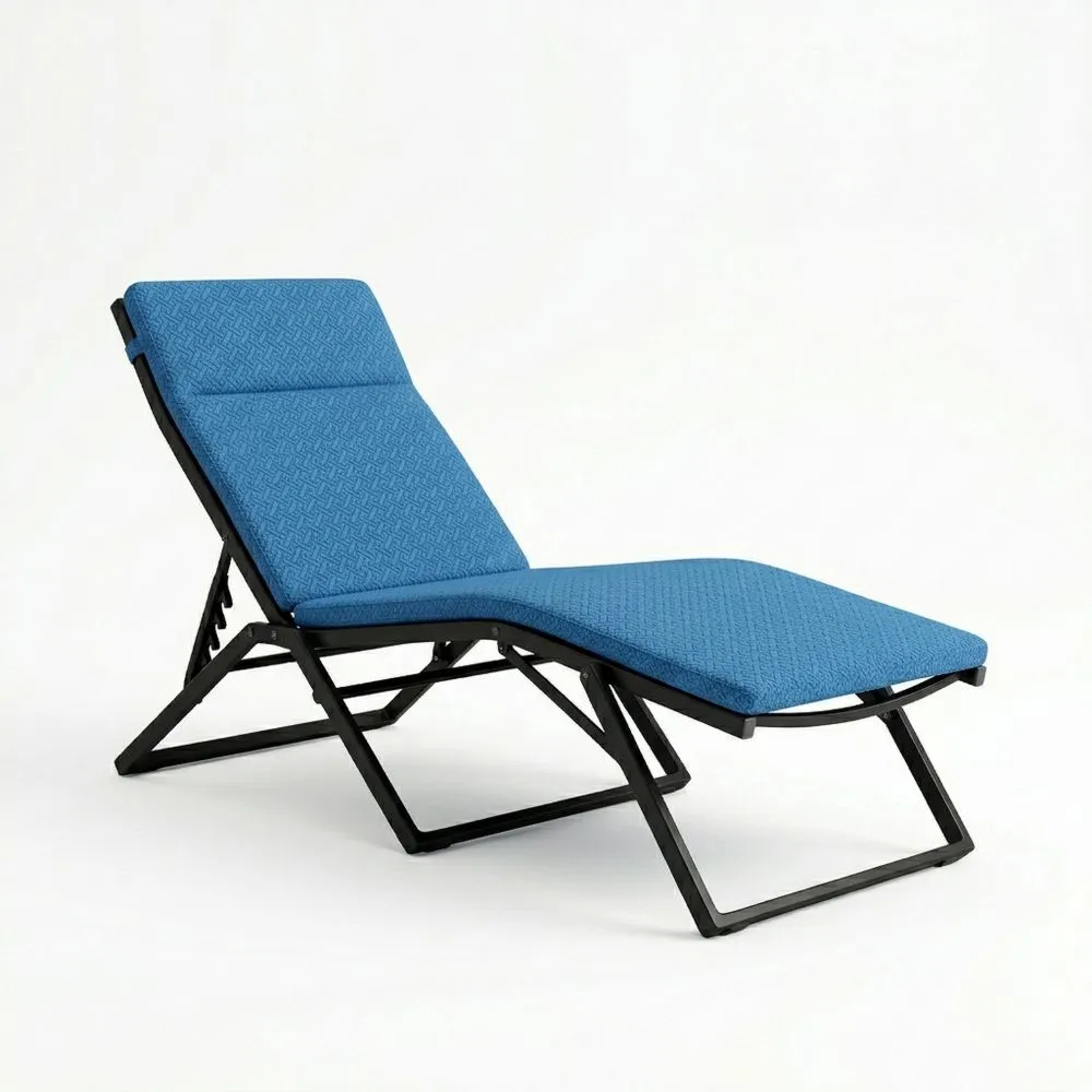 Sdraio Pieghevole in Poliestere Blu con Struttura in Acciaio