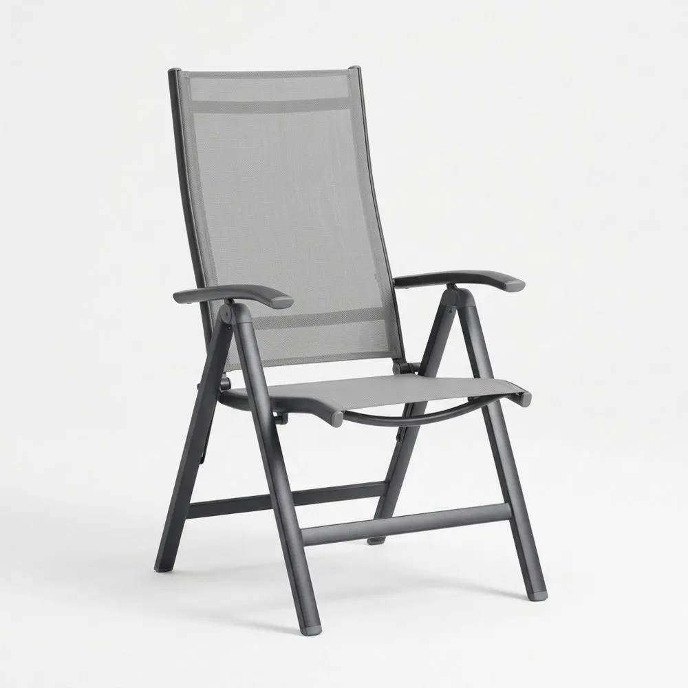 Sedia Pieghevole in Alluminio con Tessuto a Rete Grigio