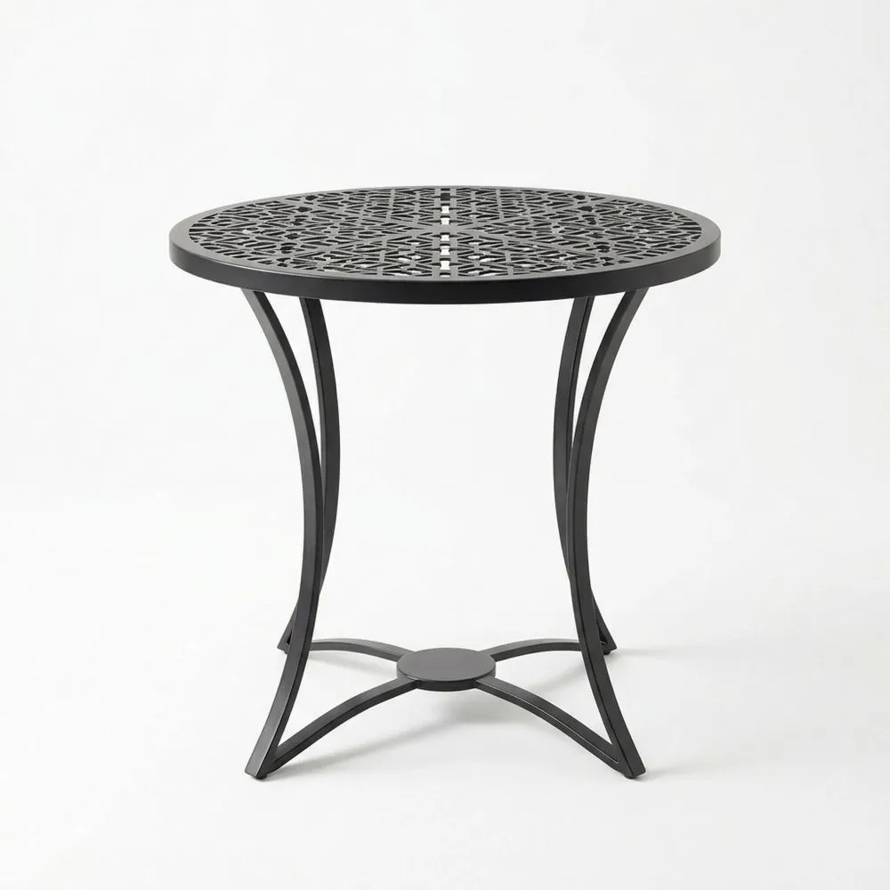 Tavolo da pranzo da esterno rotondo in acciaio nero Ø 70 cm