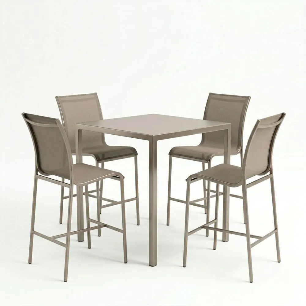 Set da pranzo da esterno in alluminio e tessuto di poliestere beige