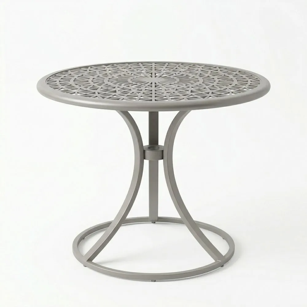 Tavolo da pranzo da esterno rotondo in alluminio grigio diametro 80 cm
