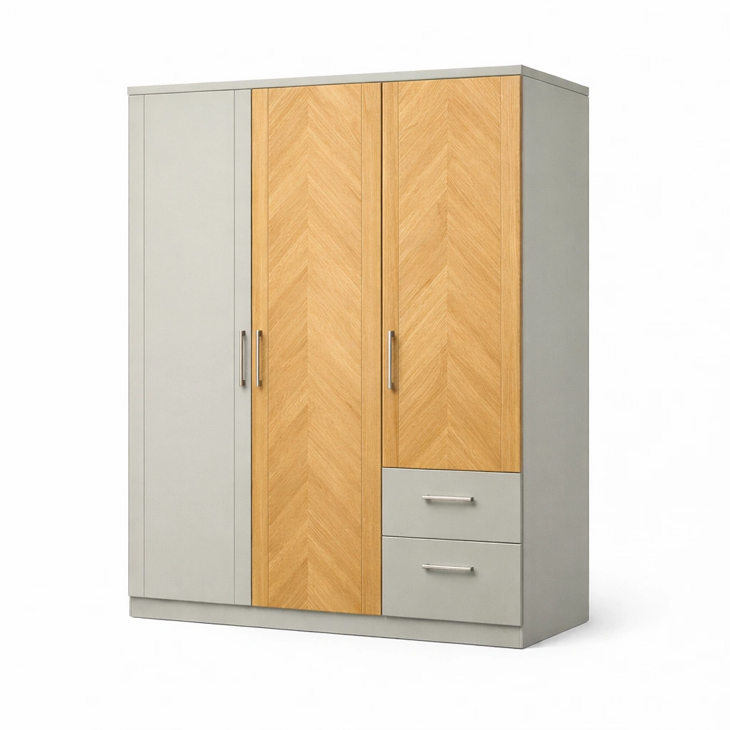 Kleiderschrank MDF Grau Eicheoptik-HOMVIROX