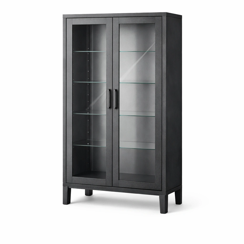 Vitrine Metall Gehärtetes Glas Schwarz 180x80x40 cm-HOMVIROX